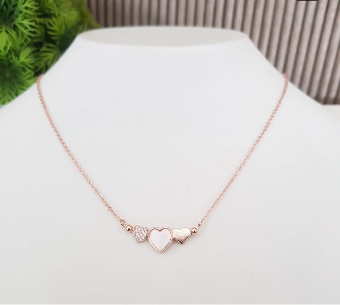 Heart Rose Gold-Tone Stainless Steel Necklace